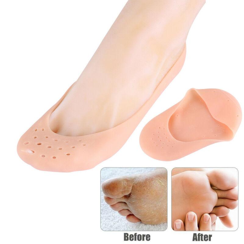 2 Pair (4PCS) Anti Crack Full Length Silicone Foot Protector Moisturizing Socks for Foot-Care and Heel Cracks